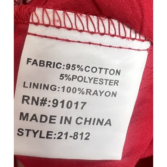 Solitaire Dress Women's Medium Red Midi Eye-lit Embroidered Lined Fit & Flare - Picture 11 of 11